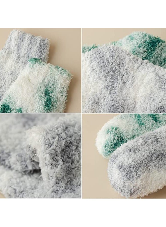 SYOSI 5 Pairs Women Fuzzy Socks Fluffy Soft Slipper Warm Cozy Sleeping Socks, Fluffy Soft Socks, Winter Comfortable Slipper Socks Thermal Towel Striped Socks for Daily Wear, Home, Bed - Image 3