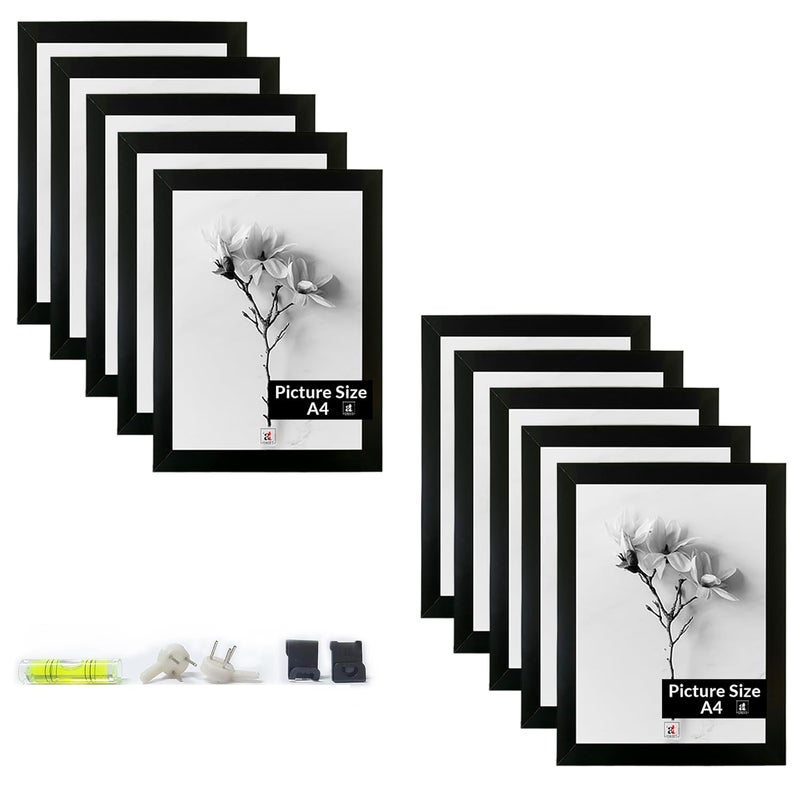 Art Street Art Street A4 Size Certificate, Document Photo frames Set Of 10 For Home Decoration, Living Room, Office Decoration (Black, Size: 8" x 12")  - Image 1