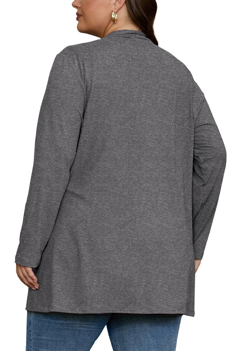 OLRIK Plus Size Sweaters For Women Kimonos For Women Plus Size Cardigan Gray-5X - Image 4