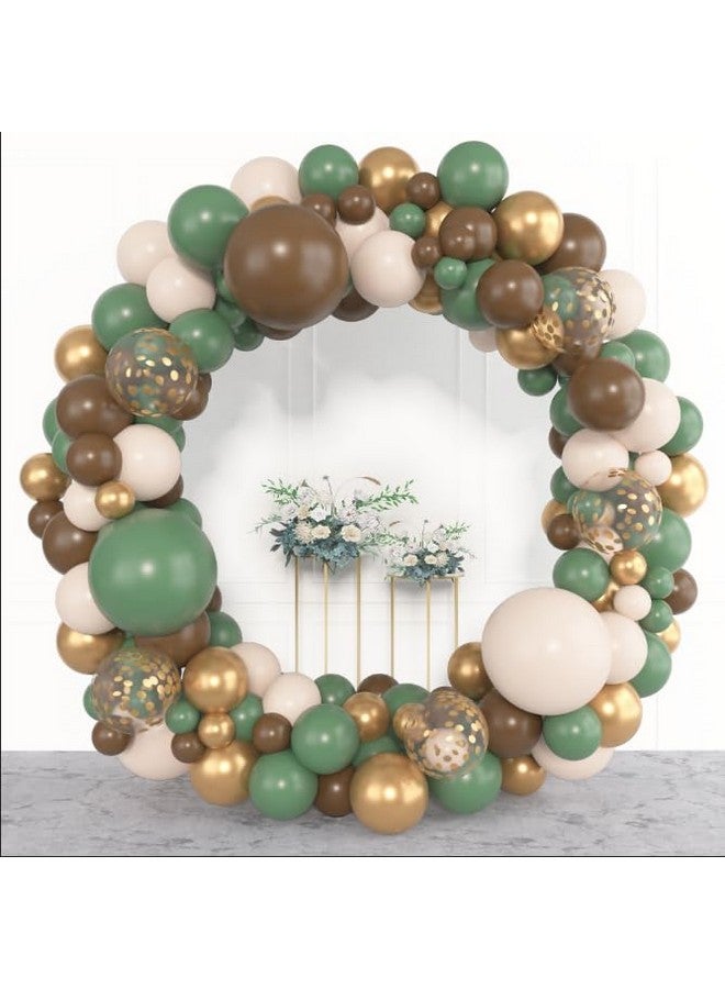 Amandir 153pcs Sage Green Brown Balloon Garland Arch Kit, Different Sizes 18 12 10 5 inch Olive Green Gold Latex Metallic Confetti Balloons for Safari Jungle Woodland Birthday Baby Shower Decorations - Image 5