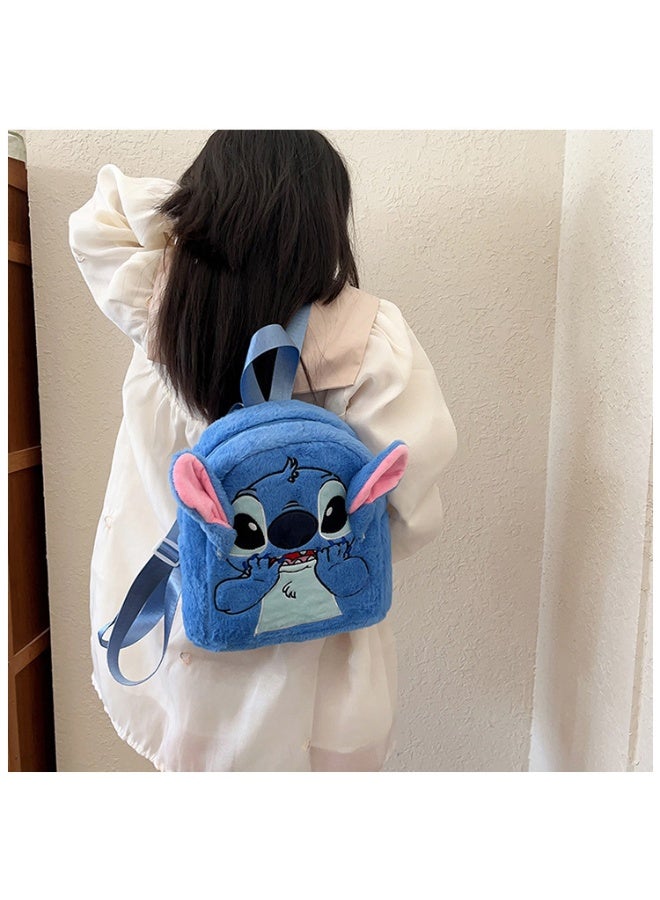Blue Stitch pattern backpack, messenger bag, handbag, plush bag, children's decorative bag - Image 3