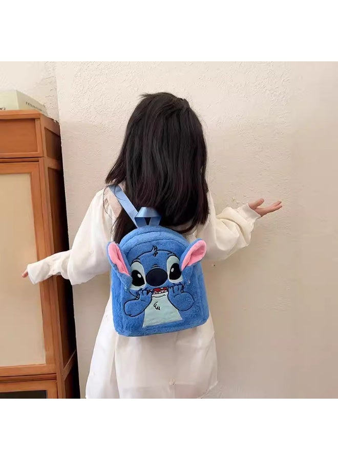 Blue Stitch pattern backpack, messenger bag, handbag, plush bag, children's decorative bag - Image 2