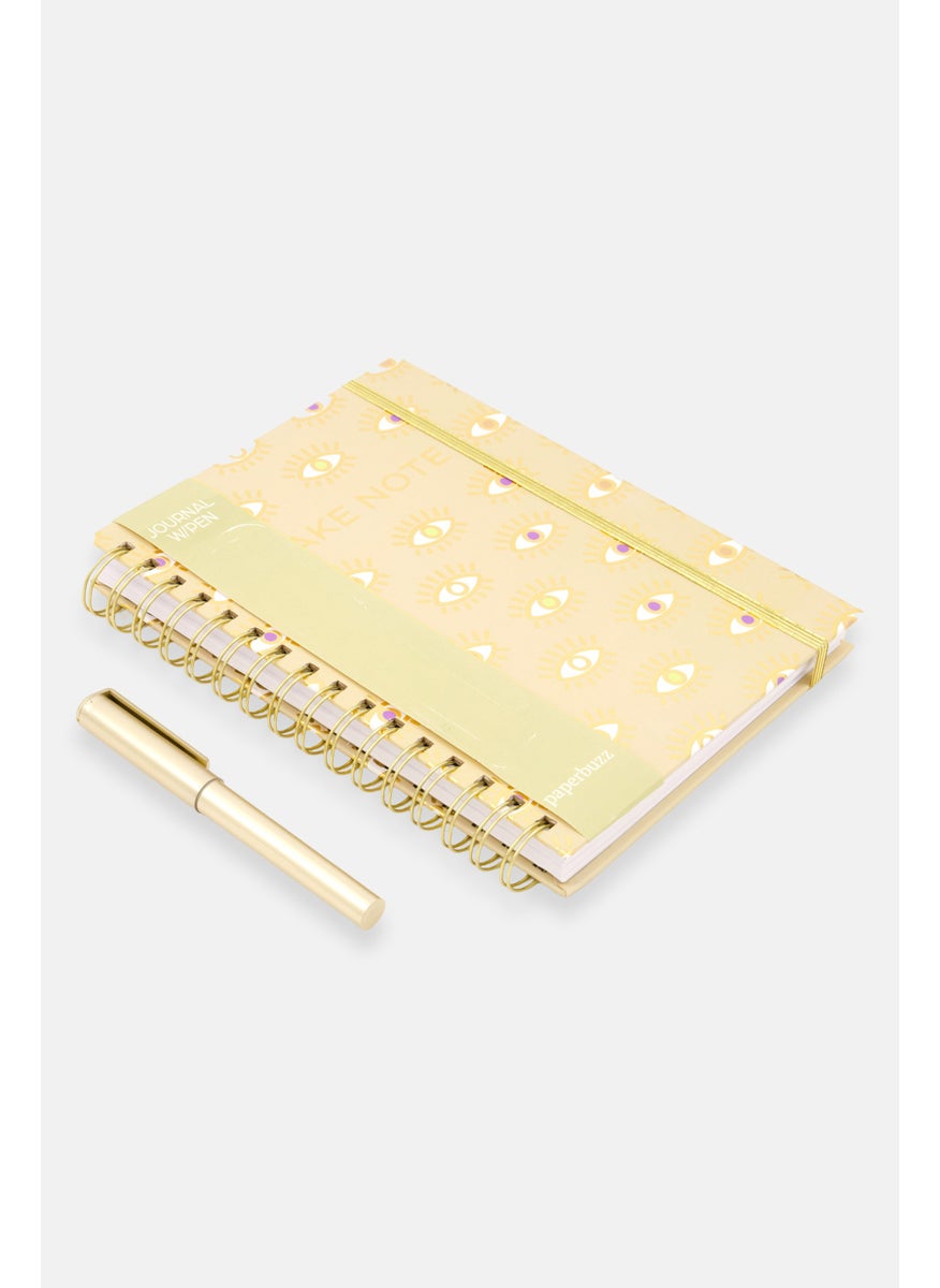 Paperbuzz - Spiral Notebook With Pen, Gold Combo - Image 1