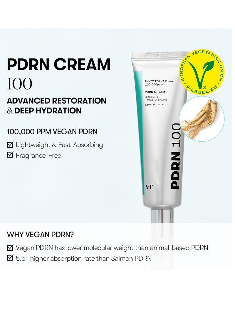 VT COSMETICS PDRN Cream 100, Nourishing & Restorative Moisturizer with 100,000 ppm Vegan PDRN, Lightweight Hydrating Cream for Glowy Glass Skin, Korean Skincare - Image 2