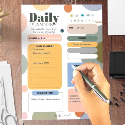 anujarusiya VibeSync Planner Notepad - 60 Tear-Off Sheets, 120 GSM Paper | Daily To-Do List, Habit Tracker, Organizer for Tasks, Priorities, & Goals - Image 5