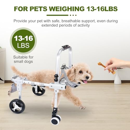 Pakalife Dog Wheelchair for Back Legs,Adjustable 4 Wheel Dog Strollers with Handle for Small and Medium Sized Injured Cats/Dogs,Durable Metal Rehabilitation Device(6.6-11pounds) - Image 2
