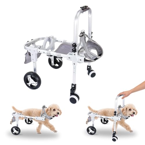 Pakalife Dog Wheelchair for Back Legs,Adjustable 4 Wheel Dog Strollers with Handle for Small and Medium Sized Injured Cats/Dogs,Durable Metal Rehabilitation Device(6.6-11pounds) - Image 1