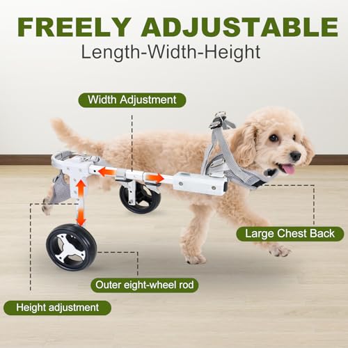 Pakalife Dog Wheelchair for Back Legs,Adjustable 4 Wheel Dog Strollers with Handle for Small and Medium Sized Injured Cats/Dogs,Durable Metal Rehabilitation Device(6.6-11pounds) - Image 4