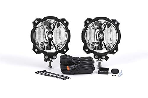KC HiLiTES 91301 Gravity LED Pro6 Single Spot Beam with Wiring Harness and Illuminated LED Light Switch  Pair Pack System