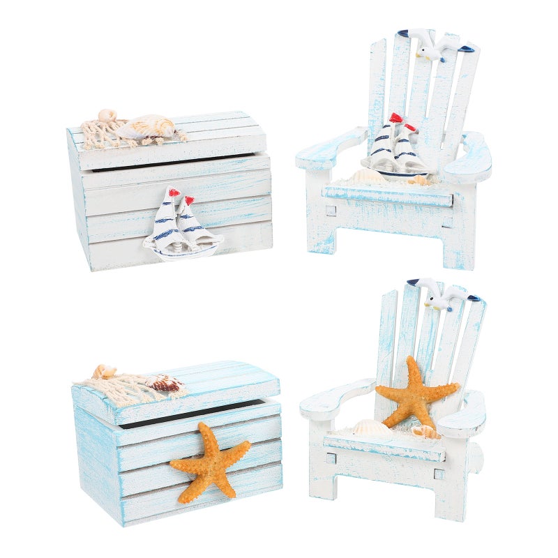 2 Sets of Mediterranean Mini Chair Decor Mini Box Adornments for Home - Image 1