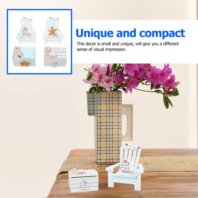 2 Sets of Mediterranean Mini Chair Decor Mini Box Adornments for Home - Image 5