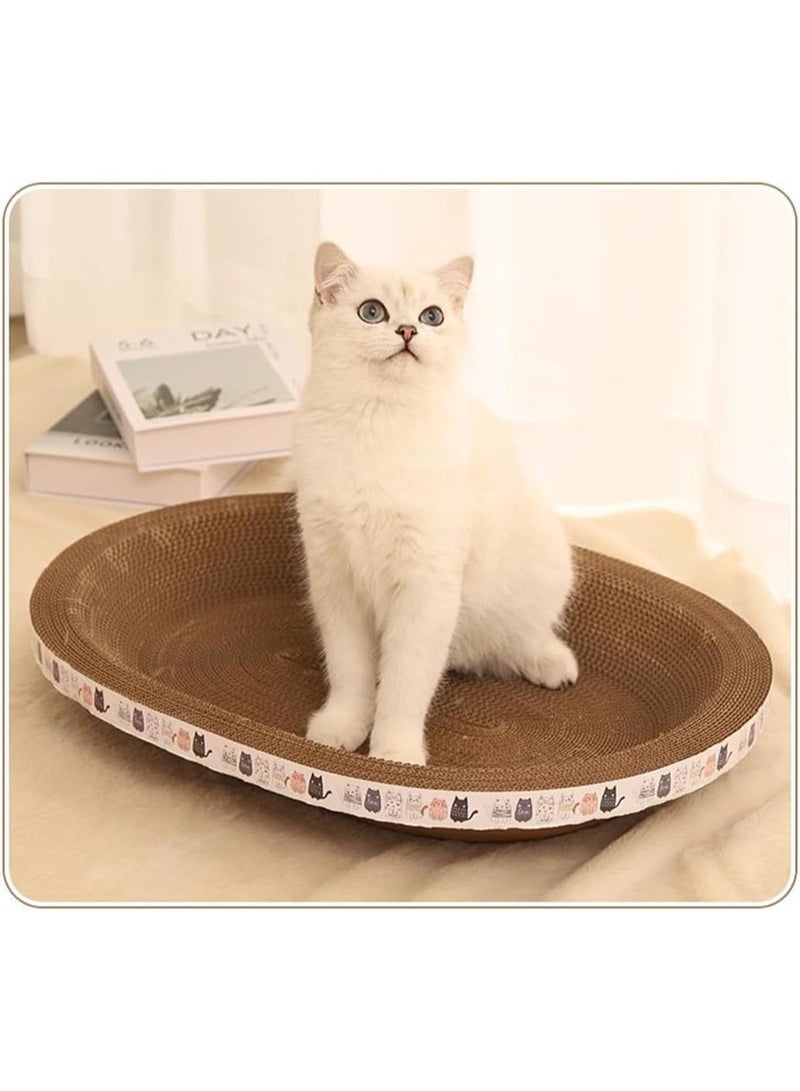 Forthcan Large Oval Cat Scratcher with Bed, 2-in-1 Corrugated Cardboard Cat Lounge, Durable, Anti-Scratch, No Shedding, 40×58×8cm - Image 4
