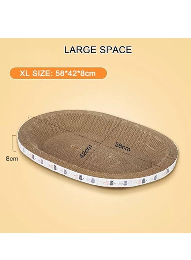 Forthcan Large Oval Cat Scratcher with Bed, 2-in-1 Corrugated Cardboard Cat Lounge, Durable, Anti-Scratch, No Shedding, 40×58×8cm - Image 3