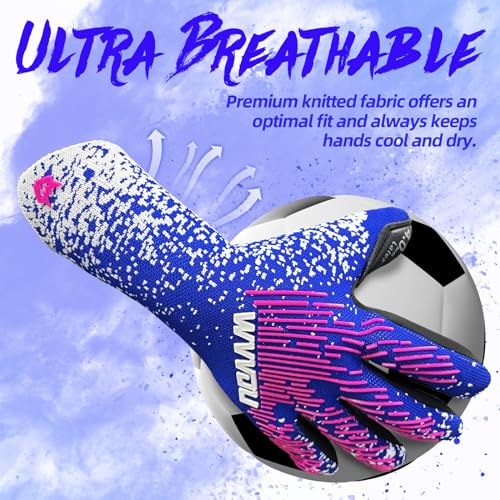 WVVOU Soccer Goalie Goalkeeper Gloves for Youth & Adult, Enhanced Latex Palm Grip, Breathable Knitted Fabric, Suitable for Game & Training, Pink, Size 8 - Image 4