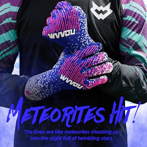 WVVOU Soccer Goalie Goalkeeper Gloves for Youth & Adult, Enhanced Latex Palm Grip, Breathable Knitted Fabric, Suitable for Game & Training, Pink, Size 8 - Image 2