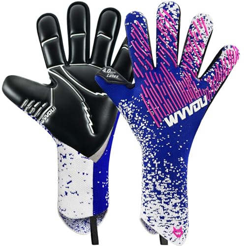 WVVOU Soccer Goalie Goalkeeper Gloves for Youth & Adult, Enhanced Latex Palm Grip, Breathable Knitted Fabric, Suitable for Game & Training, Pink, Size 8 - Image 1