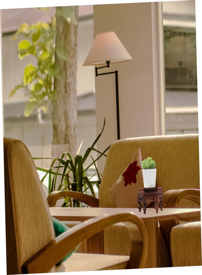 BESTOYARD Wooden Flowerpot Stand, 6-Inch Brown Round Pedestal Display for Small Planters, Indoor Plant Holder Stability and Artistic Decor - Image 5