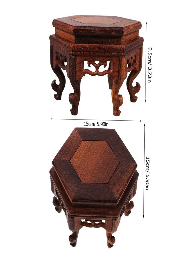 BESTOYARD Wooden Flowerpot Stand, 6-Inch Brown Round Pedestal Display for Small Planters, Indoor Plant Holder Stability and Artistic Decor - Image 2