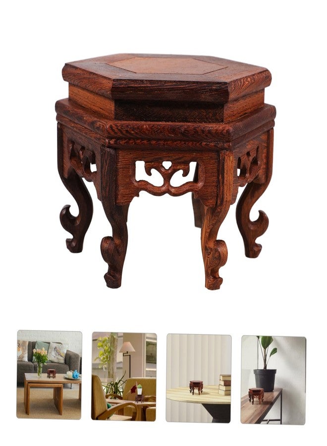 BESTOYARD Wooden Flowerpot Stand, 6-Inch Brown Round Pedestal Display for Small Planters, Indoor Plant Holder Stability and Artistic Decor - Image 3