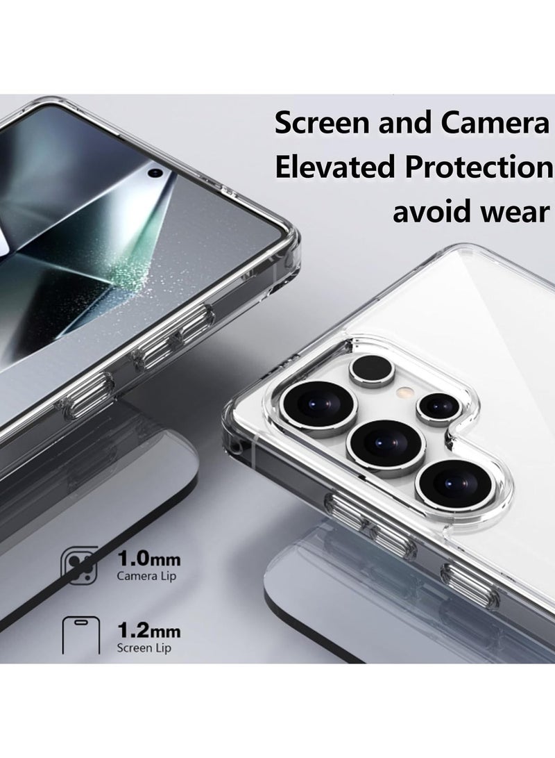 【1+2-Piece Set】 Crystal Clear Protective Case and Tempered Glass Screen Protector for Samsung Galaxy S25 Ultra Compatible with Fingerprint ID Scratch-Resistant HD Transparency - Image 5