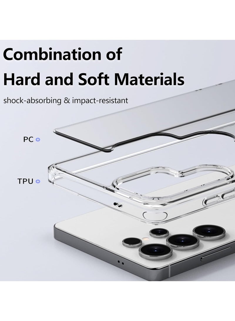 【1+2-Piece Set】 Crystal Clear Protective Case and Tempered Glass Screen Protector for Samsung Galaxy S25 Ultra Compatible with Fingerprint ID Scratch-Resistant HD Transparency - Image 4