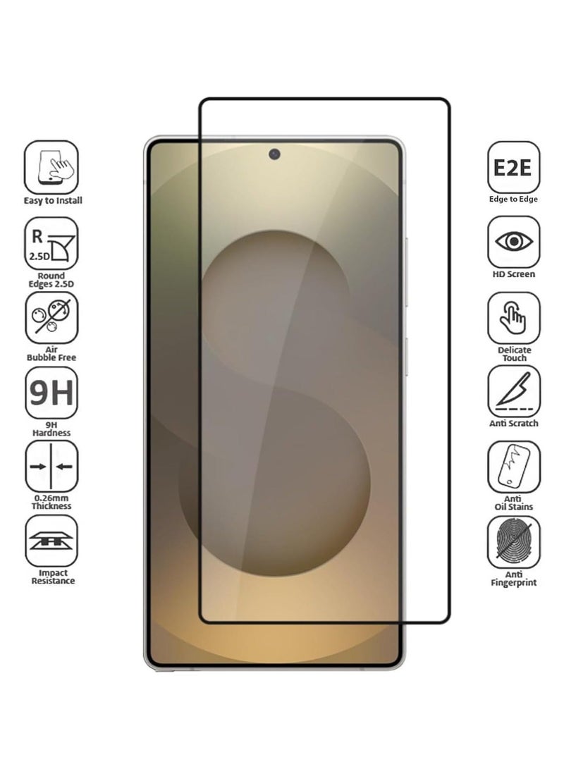 【1+2-Piece Set】 Crystal Clear Protective Case and Tempered Glass Screen Protector for Samsung Galaxy S25 Ultra Compatible with Fingerprint ID Scratch-Resistant HD Transparency - Image 2