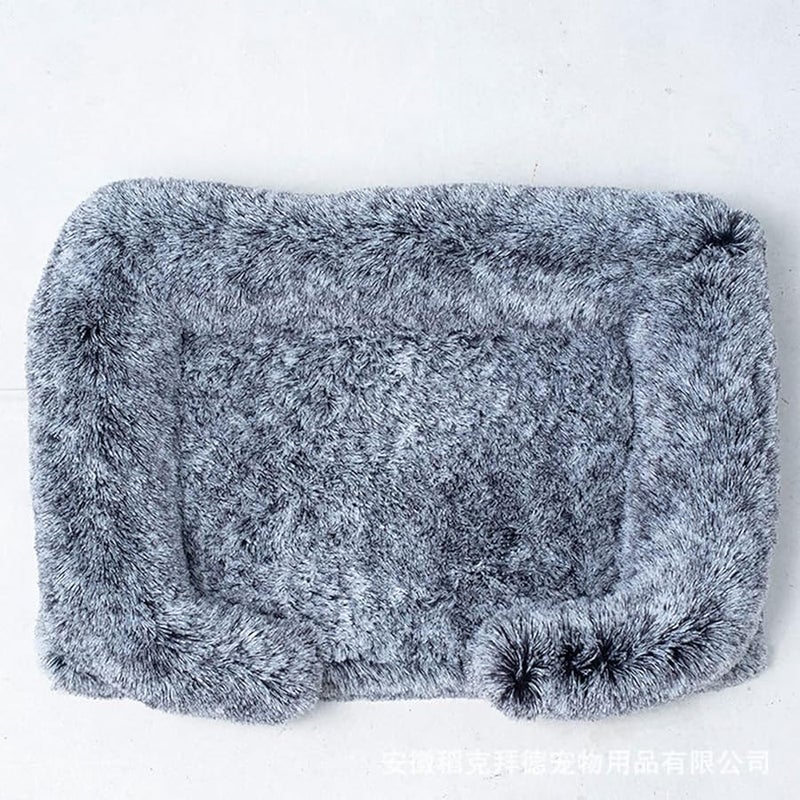 Large Pet Bed with Detachable Cushion Soft Furry Dog Sofa Basket in Gray - Image 5
