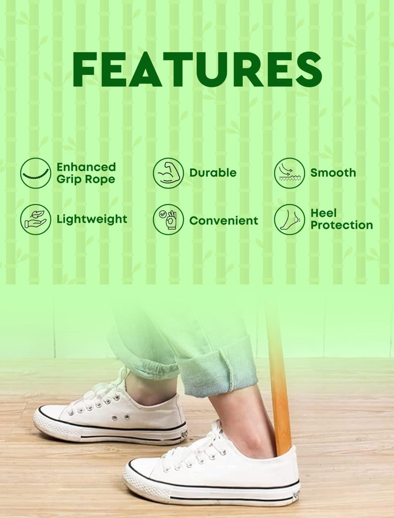 Helios Bamboo Shoe Horn | Long Handle Shoe Horn for Easy Wearing | Wooden Shoe Helper Stick | Shoe Wearing Aid for Men & Women | Durable Comfort Grip (Small/Medium/Large) - Image 4