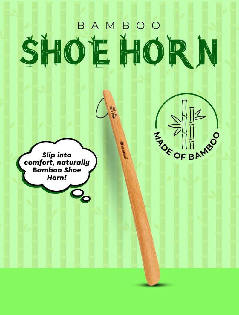 Helios Bamboo Shoe Horn | Long Handle Shoe Horn for Easy Wearing | Wooden Shoe Helper Stick | Shoe Wearing Aid for Men & Women | Durable Comfort Grip (Small/Medium/Large) - Image 2