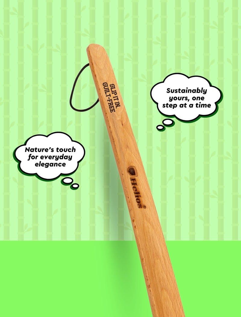 Helios Bamboo Shoe Horn | Long Handle Shoe Horn for Easy Wearing | Wooden Shoe Helper Stick | Shoe Wearing Aid for Men & Women | Durable Comfort Grip (Small/Medium/Large) - Image 5