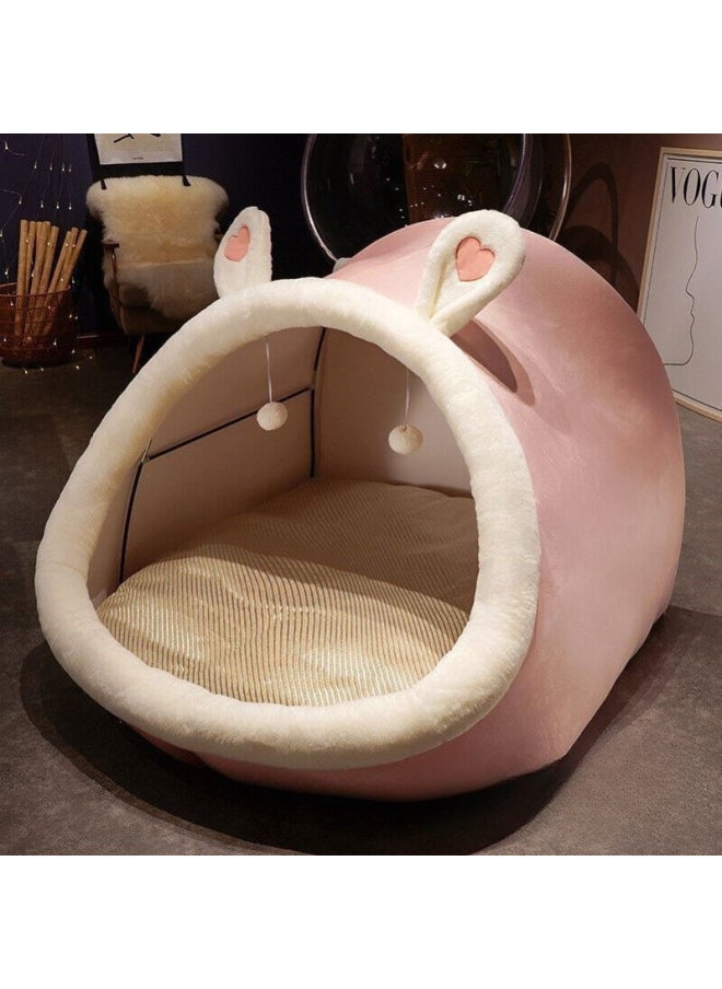 Generic - Internet Celebrity Human Cat Nest Lazy Sofa Bed Plush Dog Nest Pet Huge Cat Nest Four Seasons Universal Lying Pink-Specification:M(40*38*34)-Color:Totoro Cat Nest - Image 1