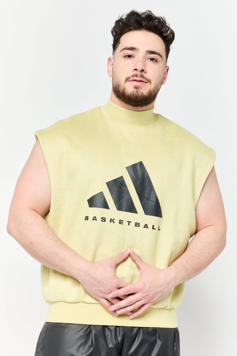 Adidas Men Sportswear Fit Sleeveless Basketball Sweatshirt, Light Green  - Image 1