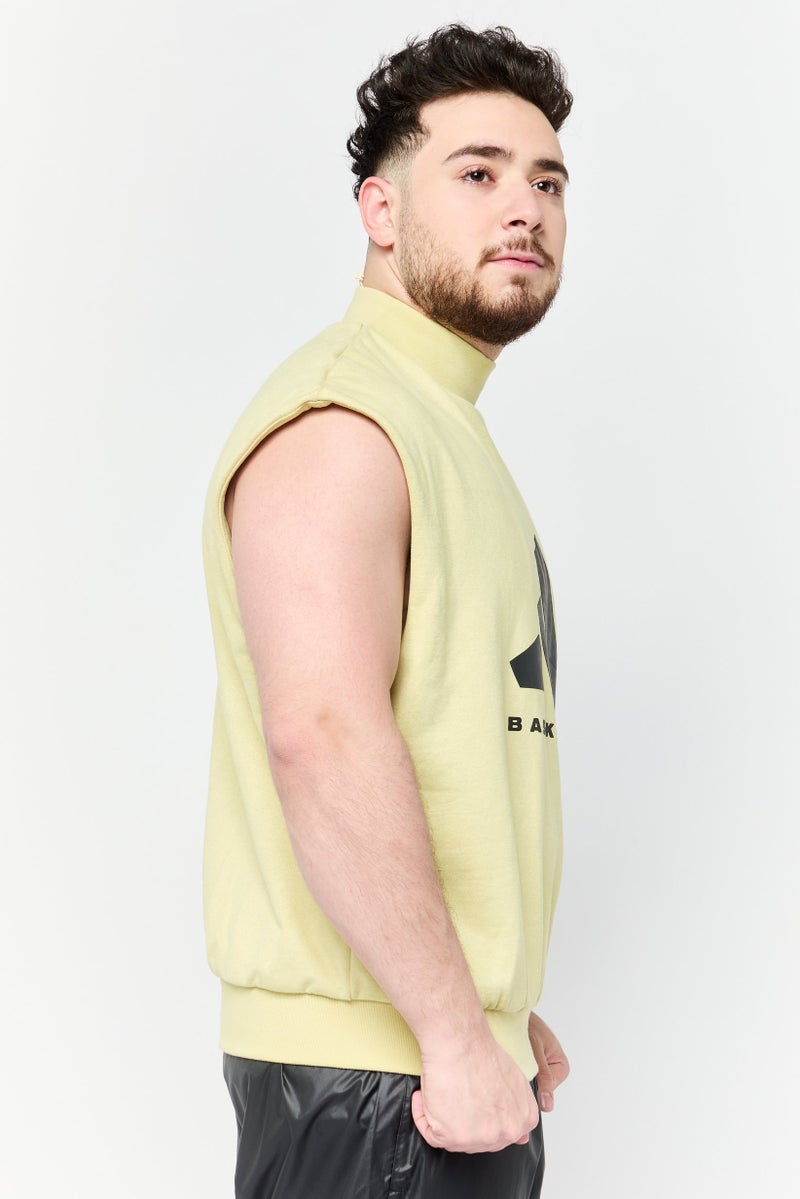 Adidas Men Sportswear Fit Sleeveless Basketball Sweatshirt, Light Green  - Image 3