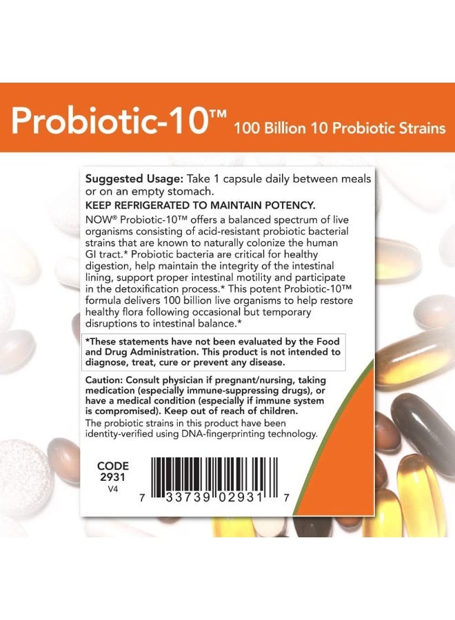 ناو فودز ، بروبيوتيك-10 ، 100 مليار ، 30 كبسولة نباتية - Image 3