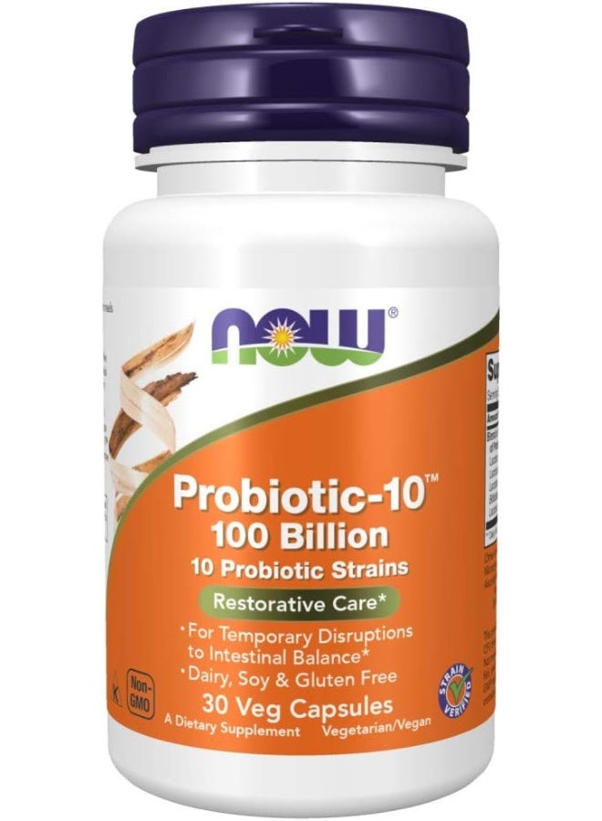 ناو فودز ، بروبيوتيك-10 ، 100 مليار ، 30 كبسولة نباتية - Image 1