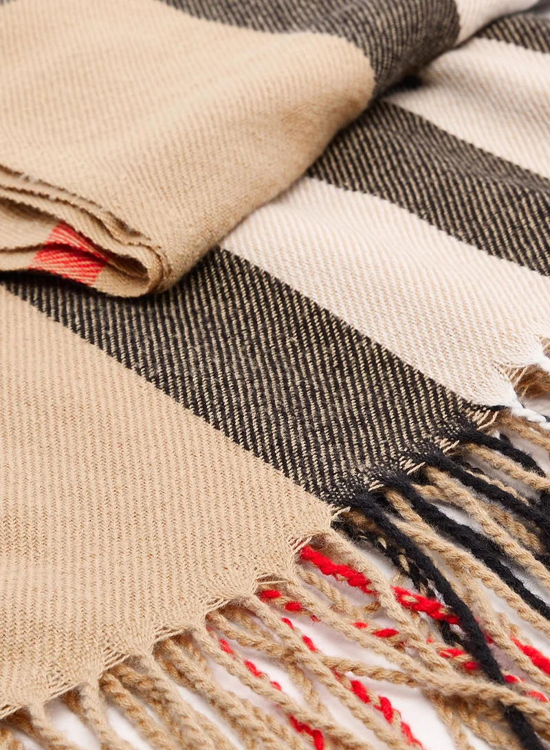 Ginger  Soft Checkered Tassel Scarf for Women | Best Price UAE