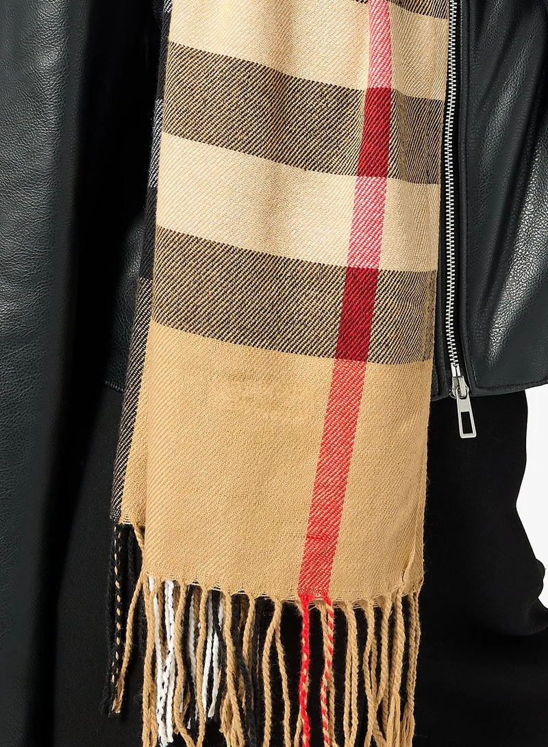 Ginger  Soft Checkered Tassel Scarf for Women | Best Price UAE
