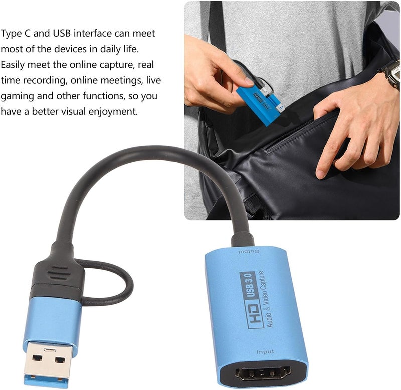 ETZIN Capture Card, 4K HDMI to Type C or USB C Audio Video Capture Card, 1080P 60FPS Game Video Capture Card for Live Streaming for PS3 for PS5 for Switch for Xbox One EPL-1187HVC - Image 4