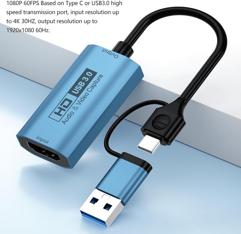 ETZIN Capture Card, 4K HDMI to Type C or USB C Audio Video Capture Card, 1080P 60FPS Game Video Capture Card for Live Streaming for PS3 for PS5 for Switch for Xbox One EPL-1187HVC - Image 2