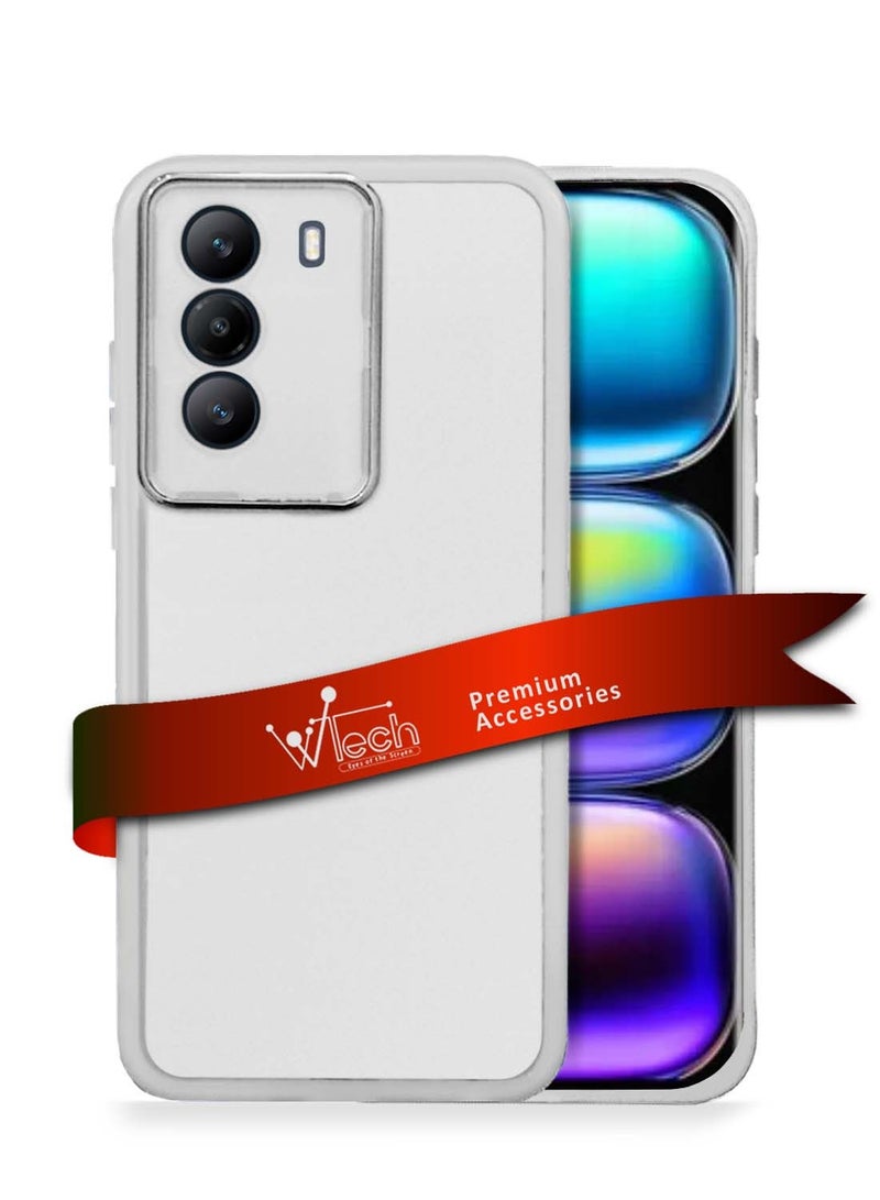 Wtech Infinix Hot 50 Pro+ / Infinix Hot 50 Pro Plus 4G 2024 Soft Transparent TPU Silicone Ultra Thin Phone Stylish Electroplated Camera Border Back Case Cover - White  - Image 1