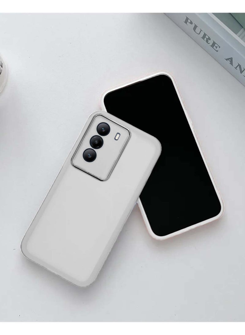 Wtech Infinix Hot 50 Pro+ / Infinix Hot 50 Pro Plus 4G 2024 Soft Transparent TPU Silicone Ultra Thin Phone Stylish Electroplated Camera Border Back Case Cover - White  - Image 2