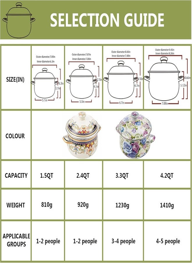 OLYTARU Retro Flower Enamel Stockpot with Lid,Stockpots for Cooking (Ivory-2.5QT) - Image 4