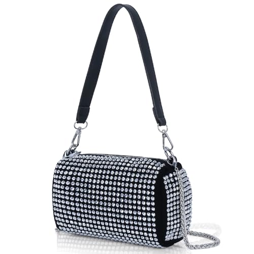 DOSYSO Evening Clutch Handbags for Women trendy Sparkling Chain Crossbody sling Bag Purse Wallet for Party Wedding Rhinestone Bling Bag small size handheld bags Silver. - Image 1