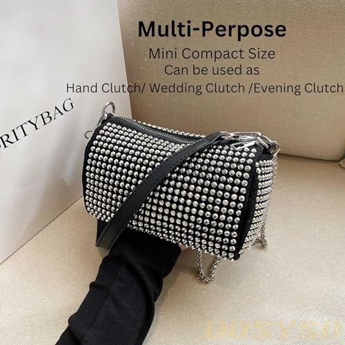 DOSYSO Evening Clutch Handbags for Women trendy Sparkling Chain Crossbody sling Bag Purse Wallet for Party Wedding Rhinestone Bling Bag small size handheld bags Silver. - Image 3