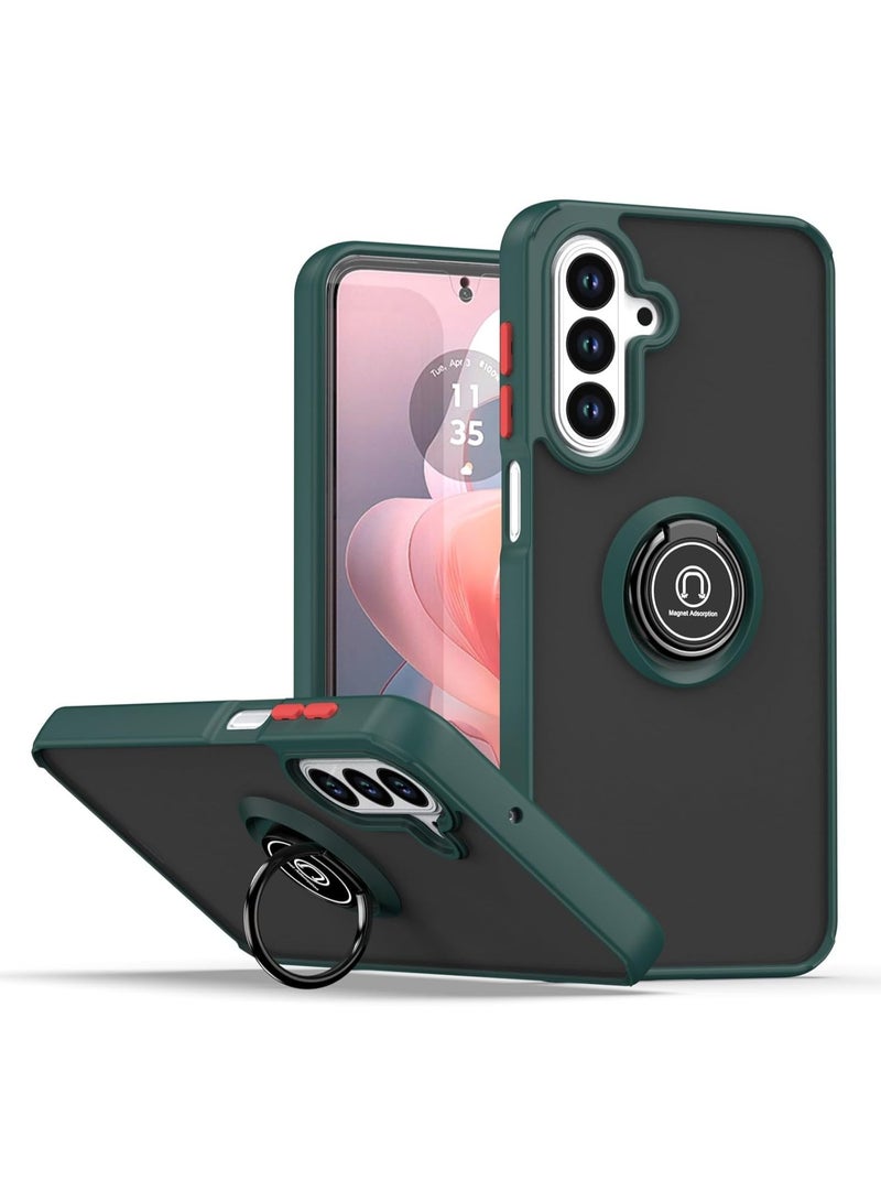 Samsung Galaxy A17 5G Rotational Metal Ring Kickstand Cover Anti Fingerprint Scratch Resistance Matte Finish Case Soft TPU Bumper Magnetic Car Mount Cover for Samsung Galaxy A17 5G