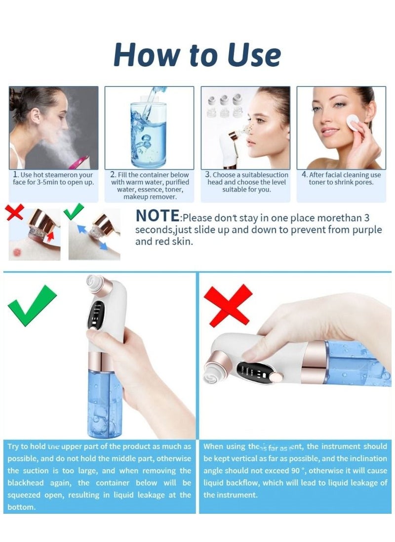 Ru syanl - Facial Acne Blackhead Remover with 6 Suction Heads Face Skin Care Pore Cleaner White - Image 1
