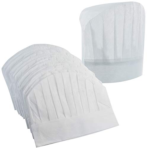 Tayfremn Chef Hats 40 Pcs Disposable Non-Woven Chef Supplies 9" White Culinary Hat Kitchen Cooking Chef Caps for Home Kitchen,Restaurants,Food Occasions,Classes and Parties 23" in Circumference - Image 1