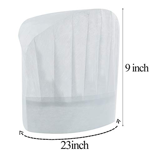 Tayfremn Chef Hats 40 Pcs Disposable Non-Woven Chef Supplies 9" White Culinary Hat Kitchen Cooking Chef Caps for Home Kitchen,Restaurants,Food Occasions,Classes and Parties 23" in Circumference - Image 3