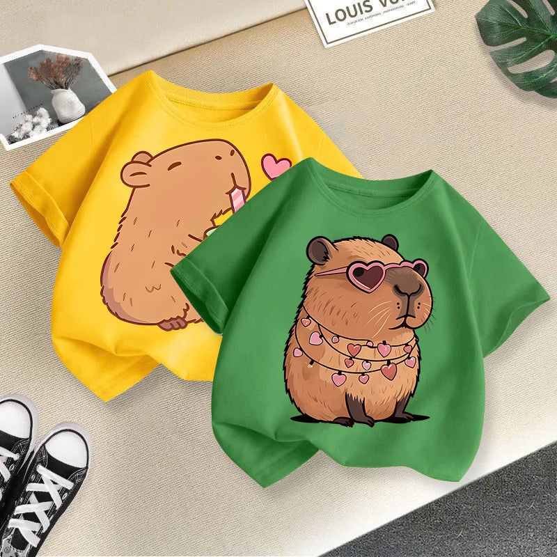 2026 New Summer Short-Sleeved Cartoon Print T-Shirts For Boys And Girls, Casual Tops For Girls, Children'S Clothing, Trend - Image 3