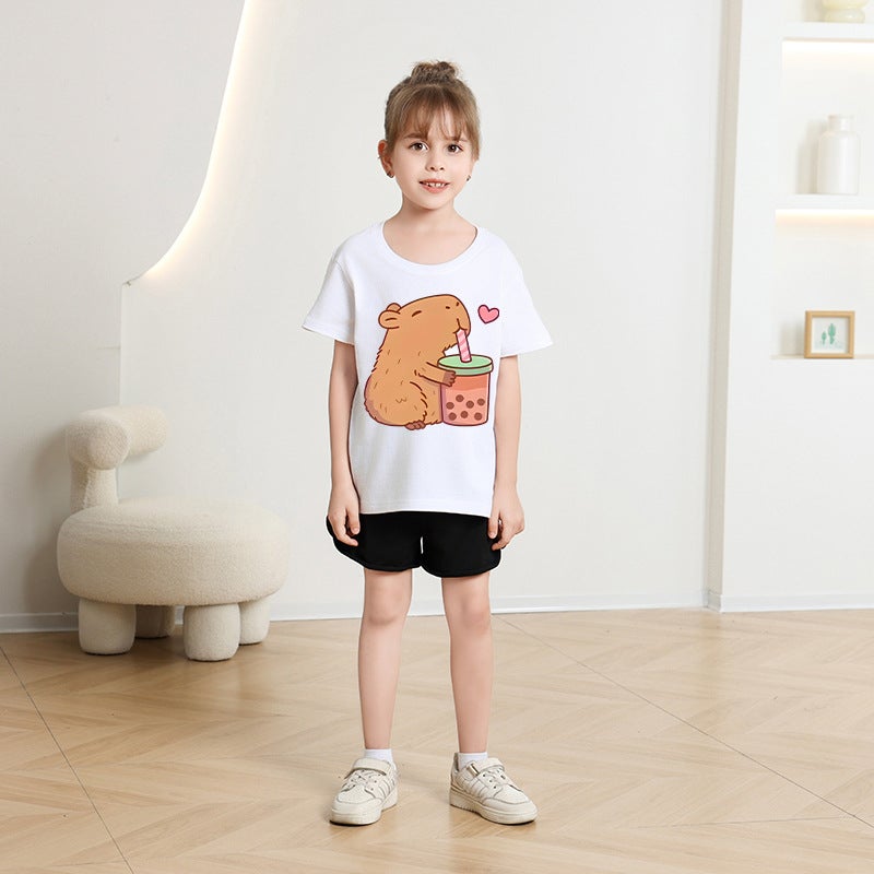 2026 New Summer Short-Sleeved Cartoon Print T-Shirts For Boys And Girls, Casual Tops For Girls, Children'S Clothing, Trend - Image 5